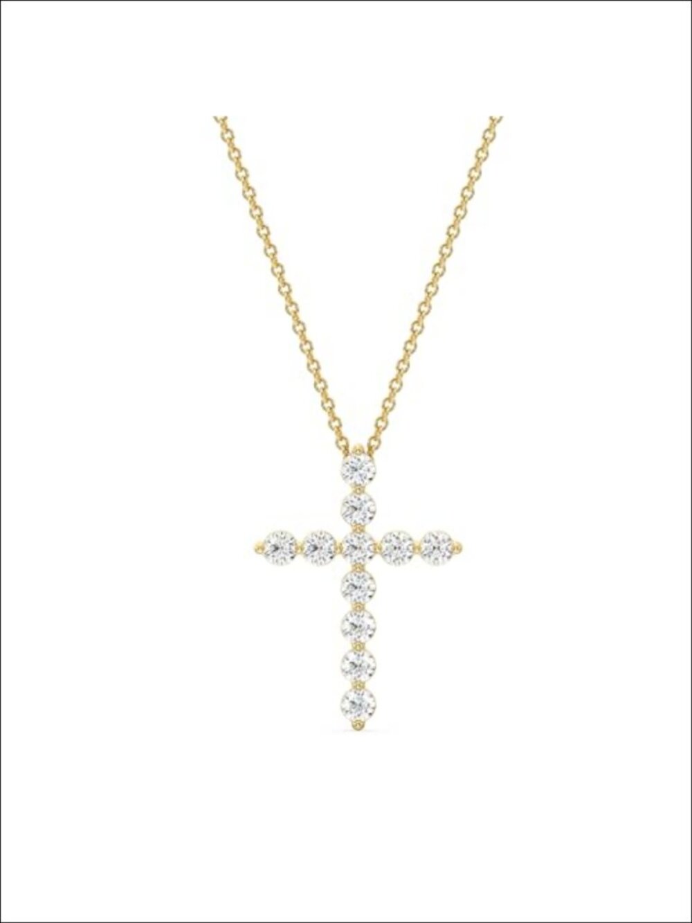 Lab Grown Diamond Cross Pendant Necklace Gold Plated Sterling Silver